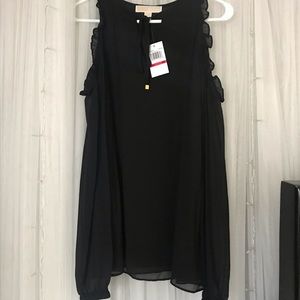 Michael Kors Black Ruffle Sleeve Blouse